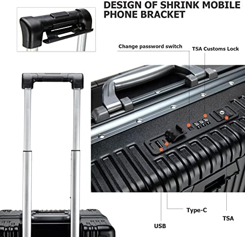 feilario 20in Aluminium Frame PC Hard Shell Spinner Wheels Luggage, Built-In - Image 6