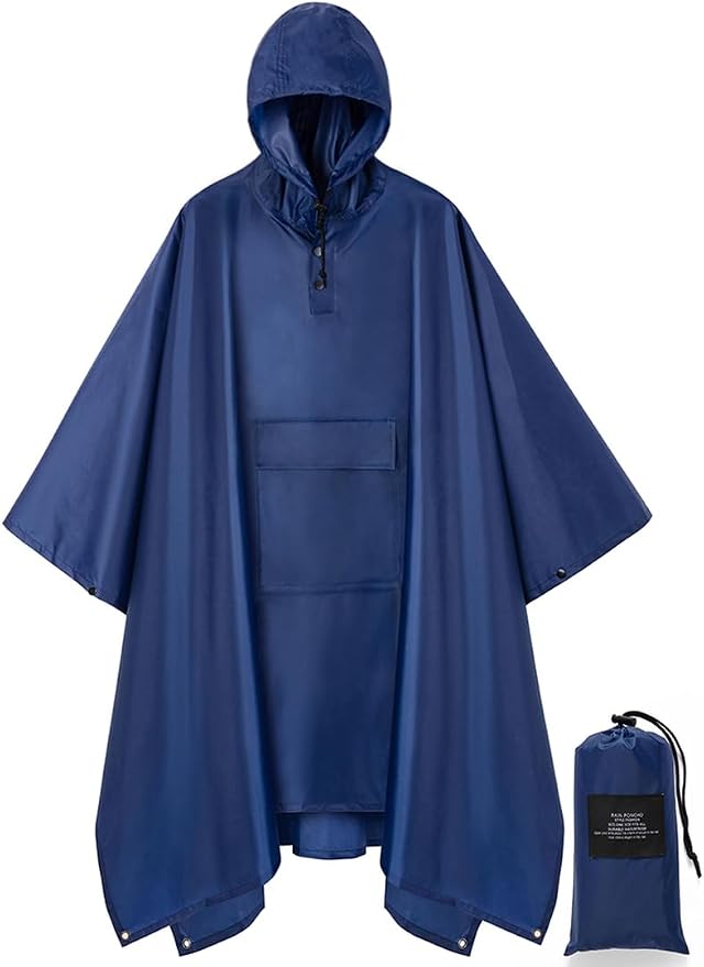 salamra Hooded Rain Poncho Waterproof Raincoat Jacket by salamra