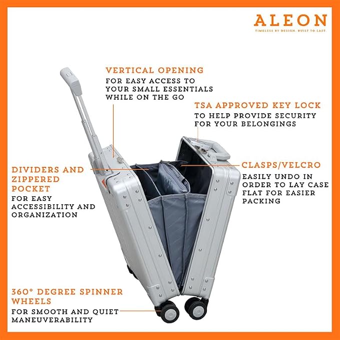 Aleon 16” Aluminum Vertical Underseat Carry-On Luggage - Image 3