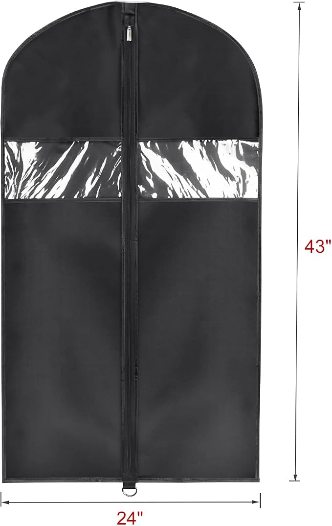 Univivi 8 Pack Suit Bags 43" Waterproof Black Garment Bag, Coat Covers from Dust - Image 2