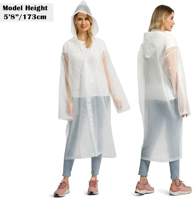 Opret 2 Pack Raincoats for Adults Reusable, EVA Rain Ponchos Lightweight Rain - Image 5