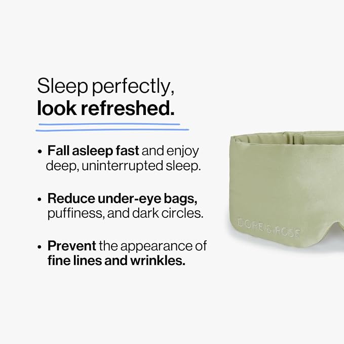 Dore & Rose Deep Sleep Mask Light Blocking, 23 Momme Mulberry Silk Eye Mask - Image 2