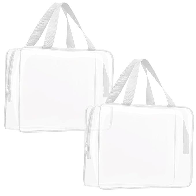 2Pcs Crystal Clear PVC Travel Toiletry Bag Kit by ROYBENS