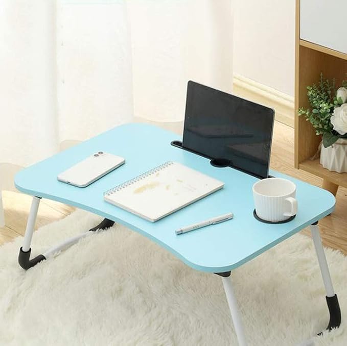 Lap Desk with Storage Drawer, Cup and Tablet Holder, Bed Tray Table, Foldable - Image 5