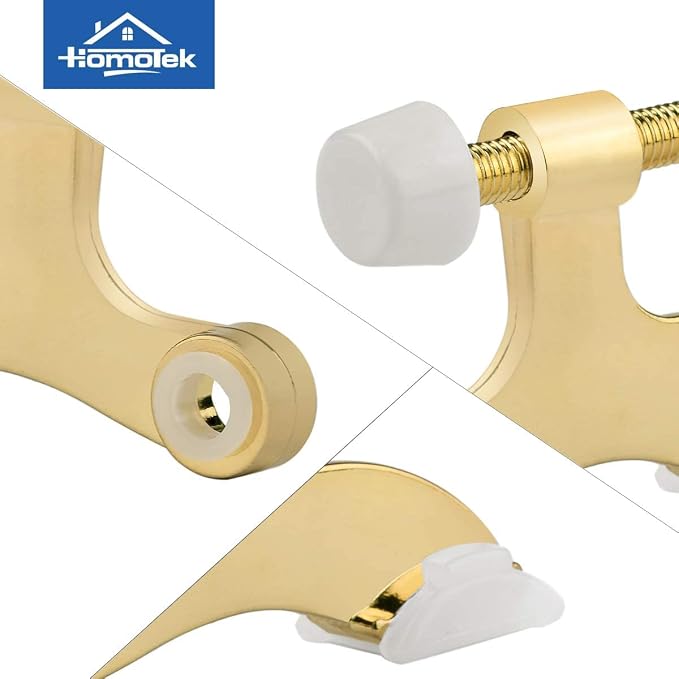 HOMOTEK 12 Pack Hinge Pin Bright Brass Door Stopper, Adjustable Deluxe Heavy - Image 5