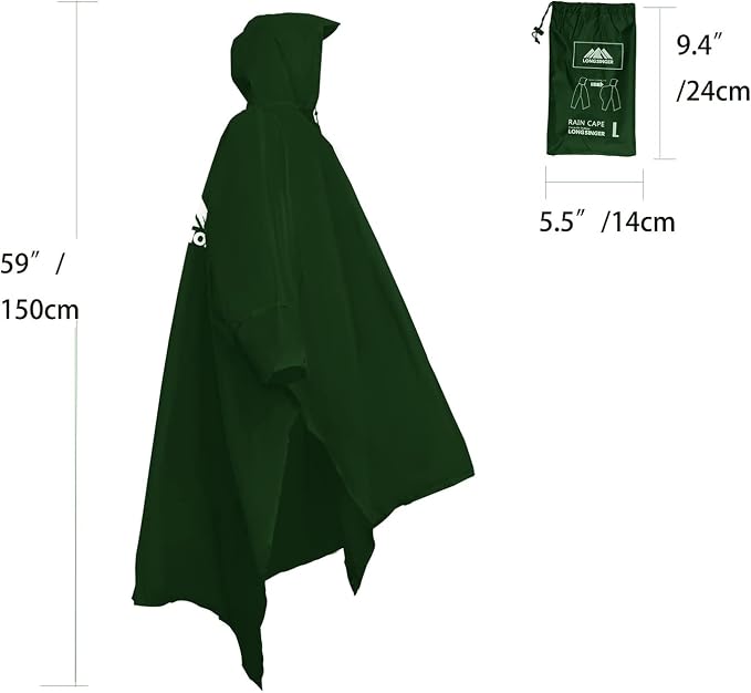 longsinger Rain Poncho for Adult, Waterproof Rain Poncho - Image 4