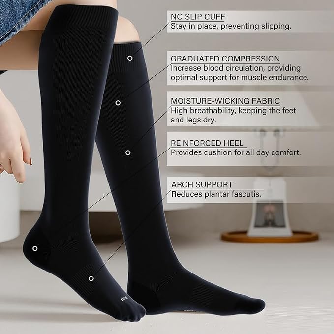 LEVSOX Compression Socks for Pregnant Women 20-30 mmHg Knee High Cute Funny - Image 2