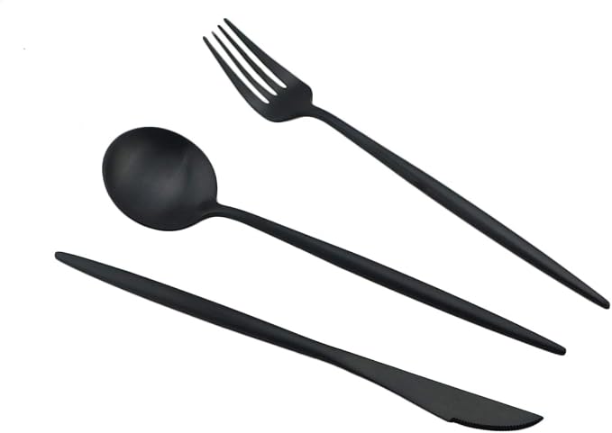Gugrida Luxury Black Matte Portable 18/10 Stainless Steel Travel Flatware Sets - Image 6