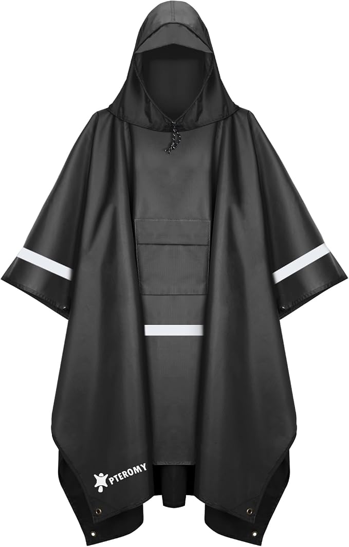 PTEROMY Hooded Rain Poncho for Adult by PTEROMY
