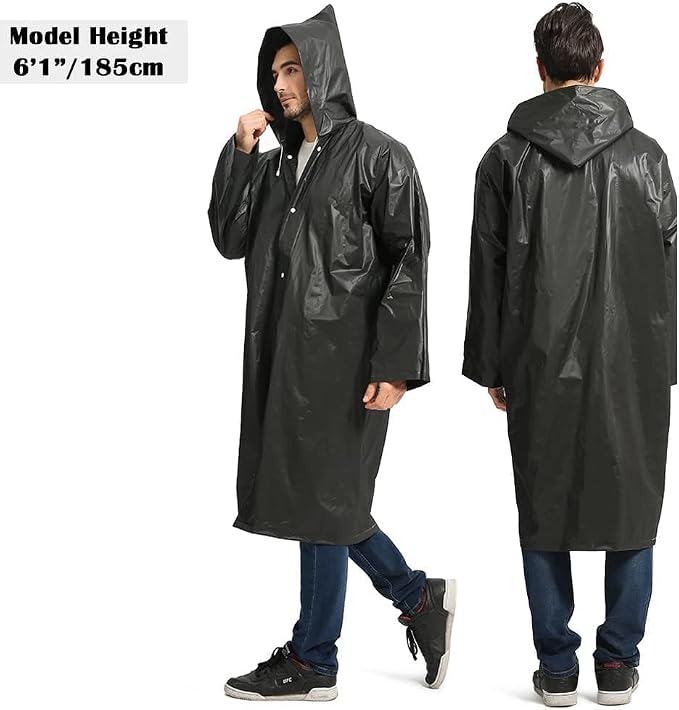 Opret 2 Pack Raincoats for Adults Reusable, EVA Rain Ponchos Lightweight Rain - Image 6