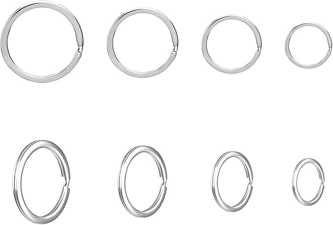 40 Pack Key Ring Keychain Mix 4 Sizes Silver Metal Flat Split Key Chains Rings - Image 4
