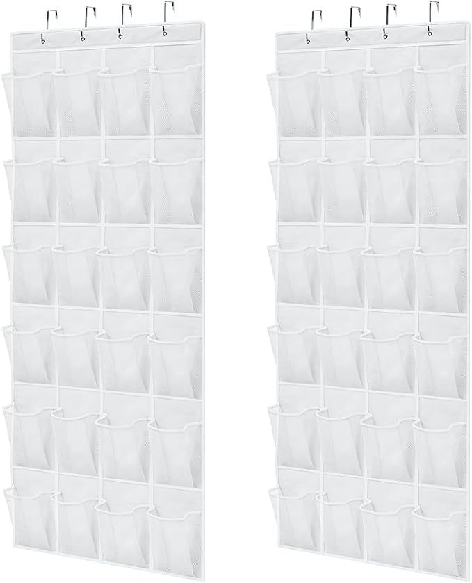 GORILLA GRIP Over the Door Shoe Organizer, 2 Pack, 24 Breathable Mesh Pockets by GorillaGrip