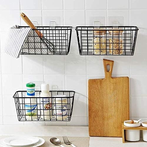 3 Set LeleCAT Adhesive Over the Cabinet Door Wire Baskets - Image 2