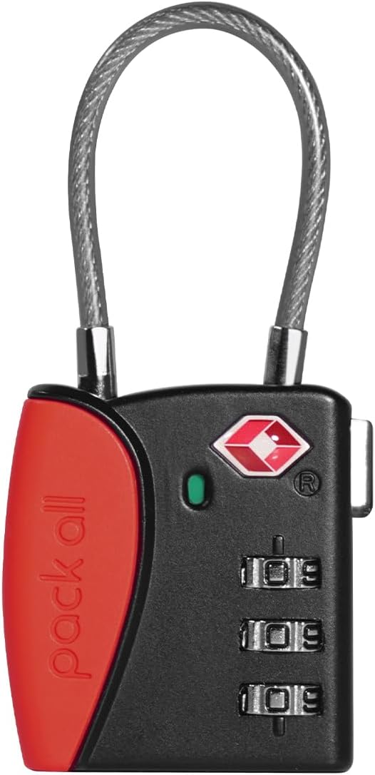 pack all TSA Approved Cable Luggage Locks, 3 Digit Combination Padlocks by packall