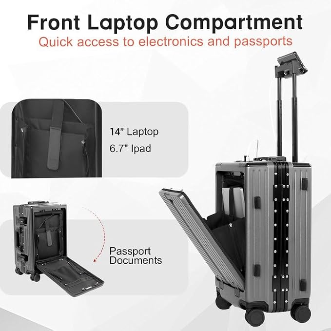 Carry On Luggage 22x14x9 Airline Approved Aluminum Frame, 20 Inch Hard Shell - Image 2