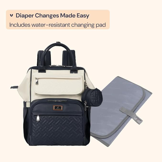BabbleRoo Leather Diaper Bag Backpack, Unisex Stylish Travel Back Pack Nappy - Image 7