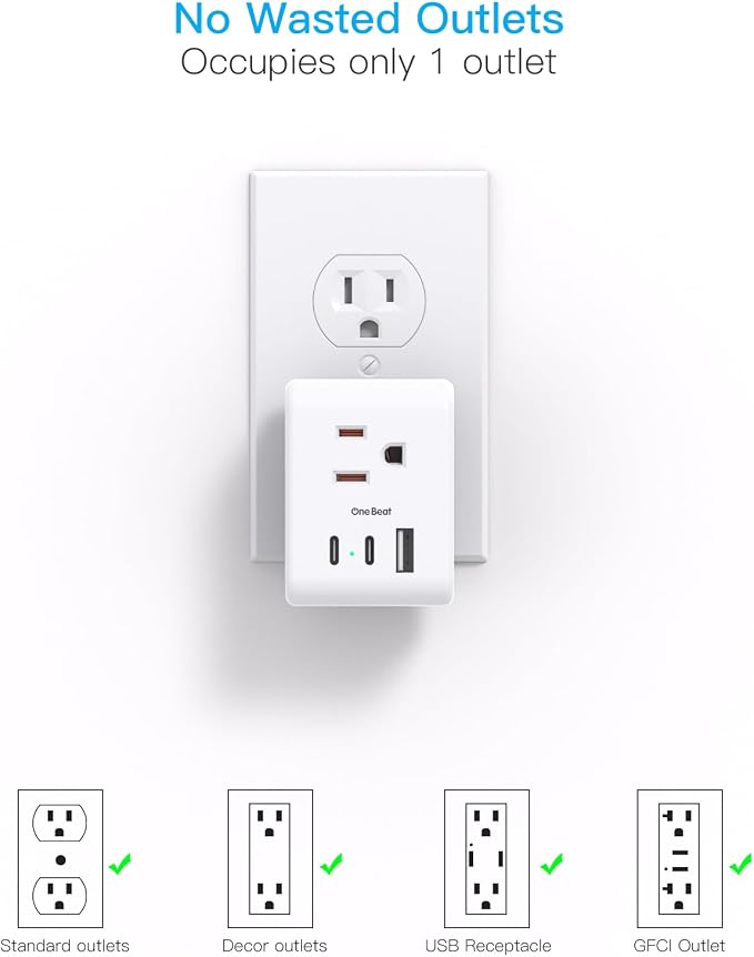 Multi Plug Outlet Extender, Power Strip Non Surge Protector Electric Outlet - Image 6