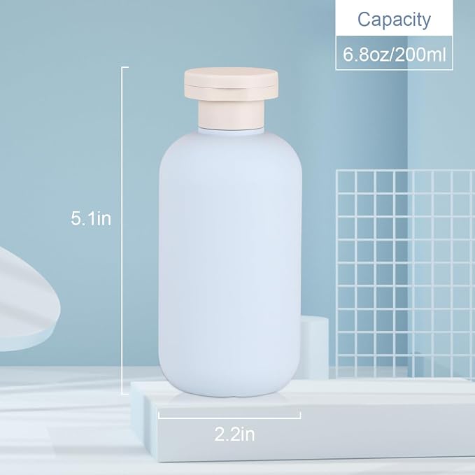 6.8 oz Plastic Travel Shampoo Bottles, Refillable Flip Cap Squeeze Bottles - Image 2