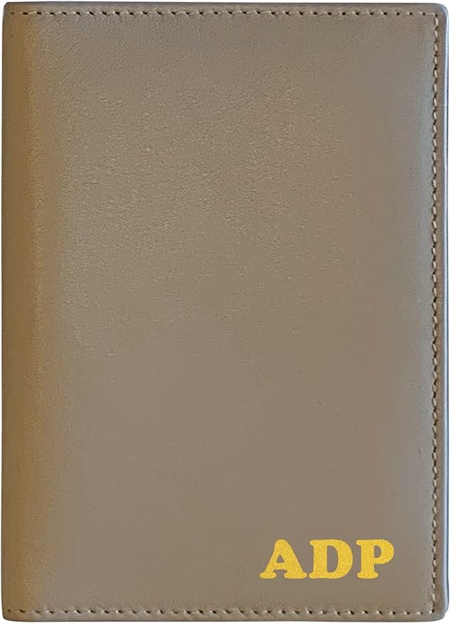 Personalized Monogrammed Taupe Leather RFID Passport Wallet by 123CheapChecks