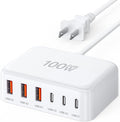 USB C Fast Charger, 100W GaN 6 Port Type C Charging Station Hub Block Cube by BREEKET