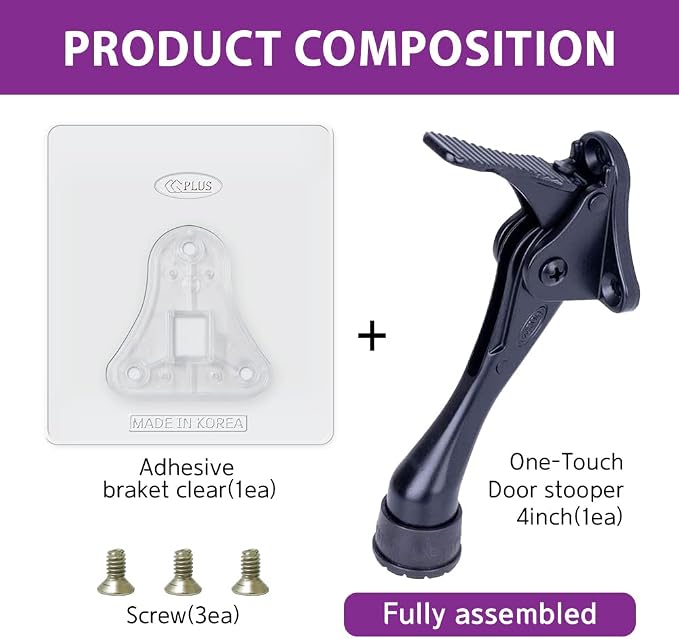 Door Stopper with Adhesive Bracket Stickers, No Drilling or Tools Needed - Image 3