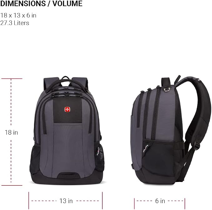 SwissGear Cecil 5505 Laptop Backpack, Dark Grey/Black - Image 5