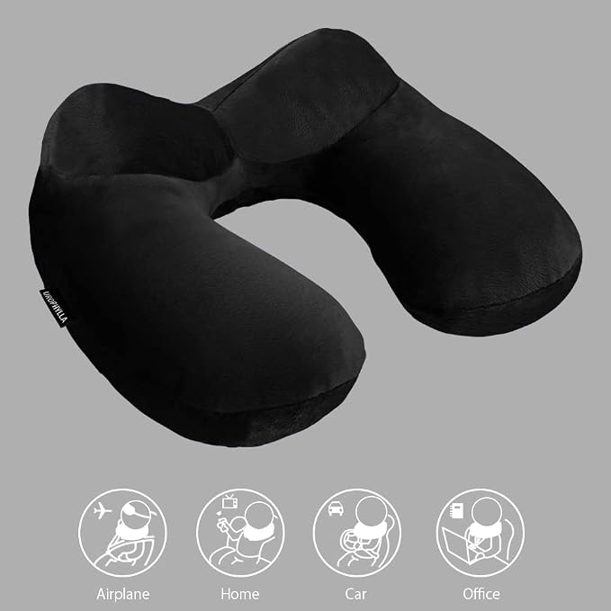 urophylla Inflatable Travel Pillow, Soft Velvet Inflatable Neck Pillow - Image 4