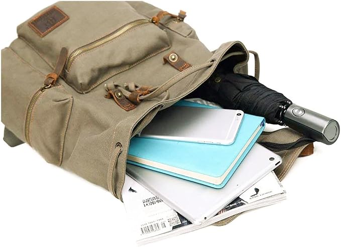 AUGUR High Capacity Canvas Vintage Backpack - Image 5