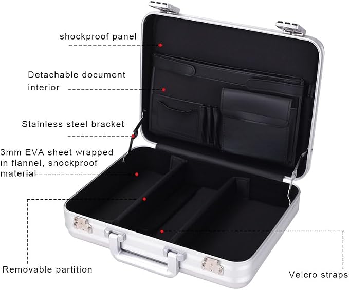 Aluminum Briefcase Metal Toolkit Box TSA Combination Lock Luxury Case - Image 3