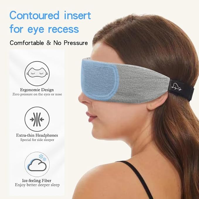 ALASKA BEAR Sleep Headphone Mask Bluetooth 5.2 HD Stereo Noise Reduction 3D Eye - Image 4
