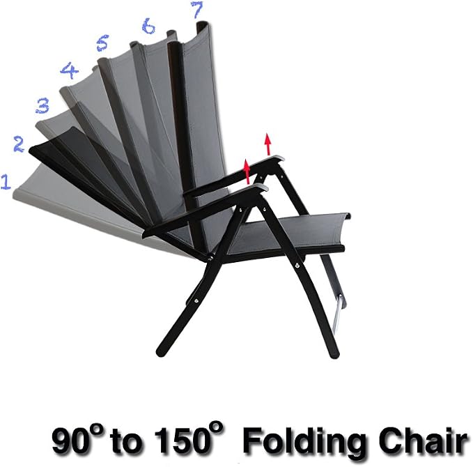 Heavy Duty Durable Adjustable Reclining Folding Chair Outdoor Indoor Garden Pool - Image 5