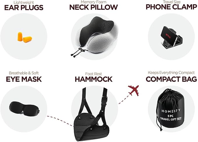 Airplane Neck Pillow Includes Travel Pillow + Airplane Phone Holder Mount + Eye - Image 2