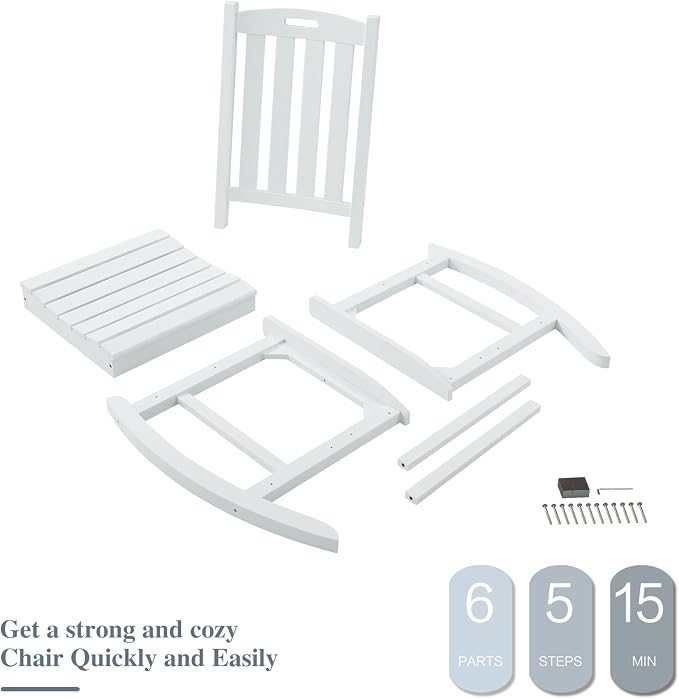 Psilvam Oversized Outdoor Rocking Chair Set of 2, Porch Rocker - Image 6