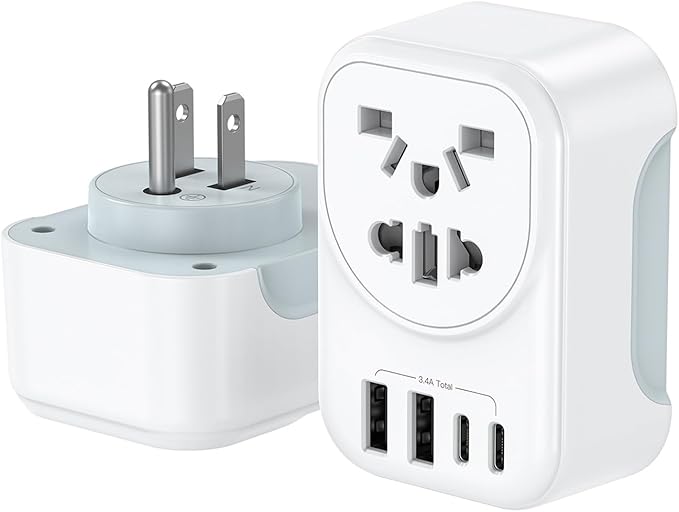World to US Canada Travel Plug Adapter, Europe/China/Japan/Australia/UK to USA by DIWILI