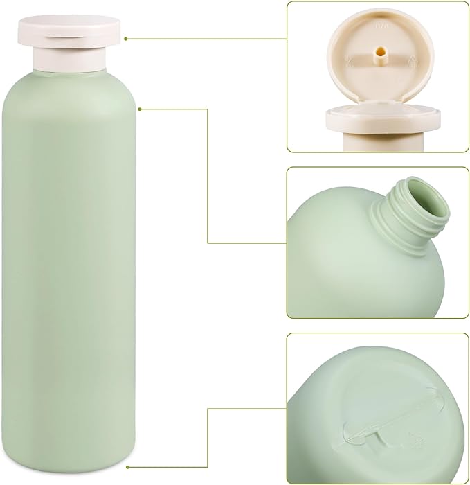 13.5 oz Plastic Travel Shampoo Bottles, Refillable Flip Cap Squeeze Bottles - Image 3