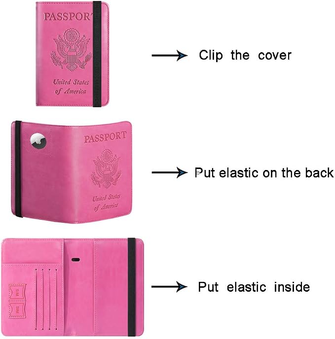Airtag Passport Holder Cover Wallet Travel Essentials RFID Blocking Leather - Image 5