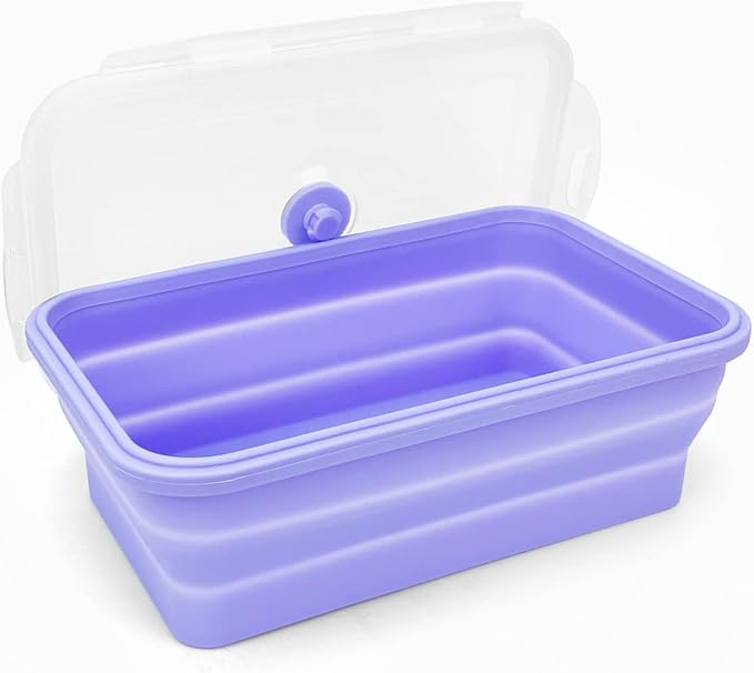 Purple Collapsible Sandwich Container, Silicone Lunch Container Bento Box - Image 3