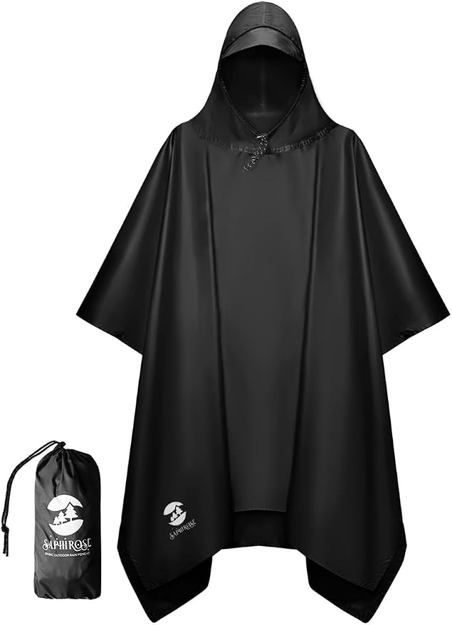 SaphiRose Hooded Rain Poncho Waterproof Raincoat Jacket by SaphiRose