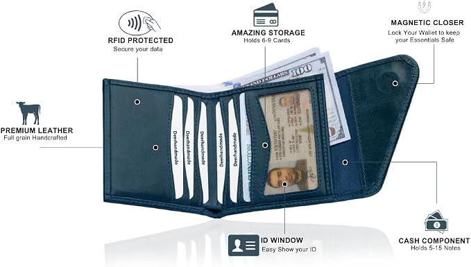 Leather RFID Wallet for Men, Slim Leather Mens Wallet, Handcraft Men's Wallets - Image 3