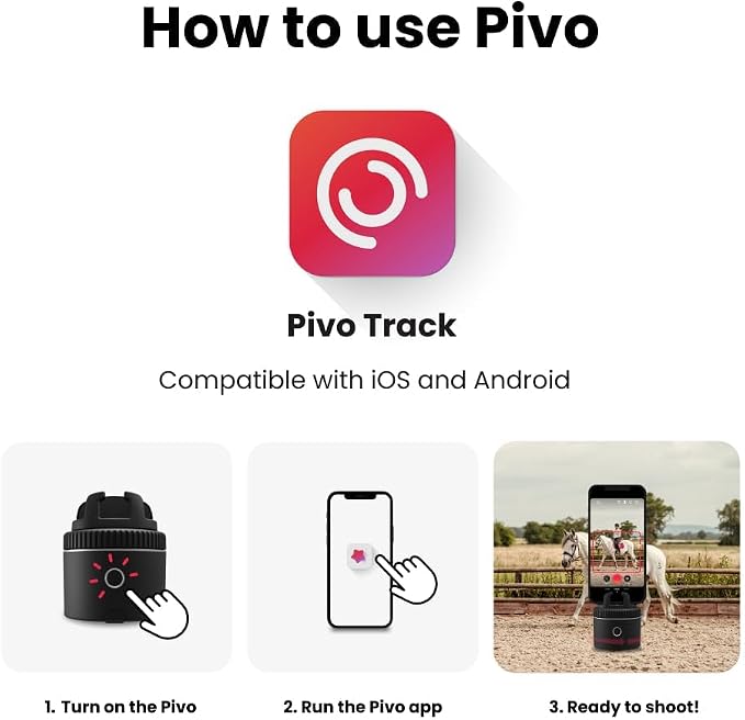 Pivo Equestrian Silver Essential Pack, Auto Face, Horse Phone Tracking Holder - Image 8