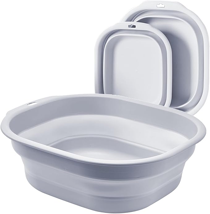 2 Pack Collapsible Wash Basin Set, Foldable Dish Tub, Small Medium Portable Sink by Bellglee