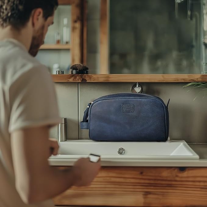 LEATHER VILLAGE Premium Leather Toiletry Travel Pouch - Image 6
