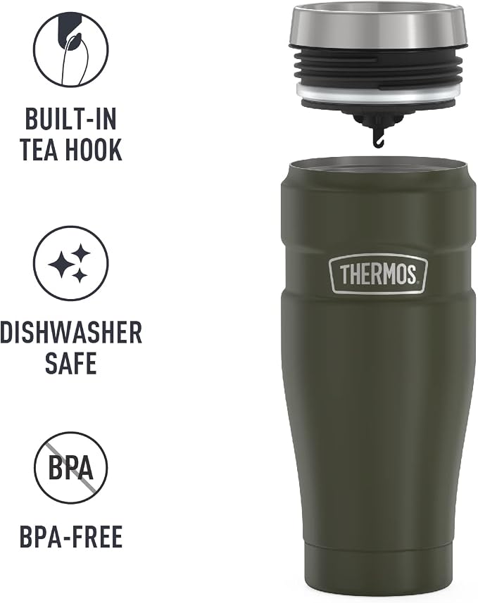 THERMOS Stainless King Vacuum-Insulated Travel Tumbler, 16 Ounce, Army Green - Image 5