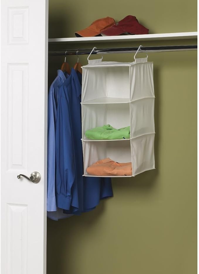 Household Essentials 311342 Hanging Closet Organizer | 3 Pocket Shelves | - Image 2