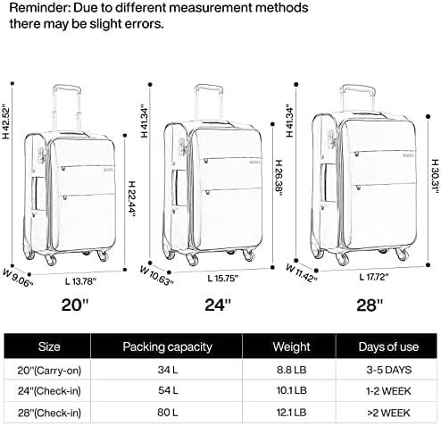 Hanke 24 Inch Expandable Luggage Large Suitcases - Image 2