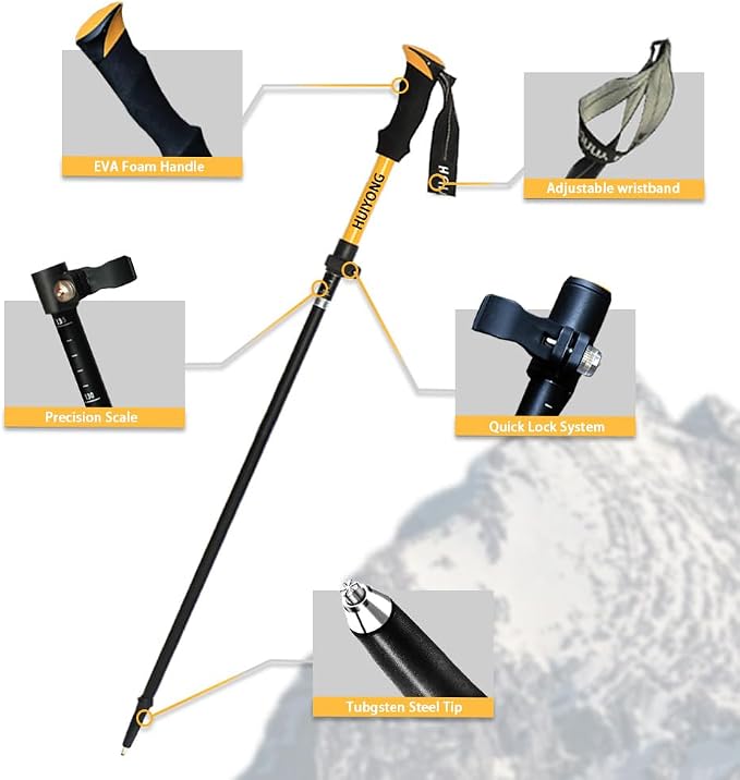 HUINING Foldable Hiking Poles Telescopic, Nordic Walking Poles Women and Men - Image 3