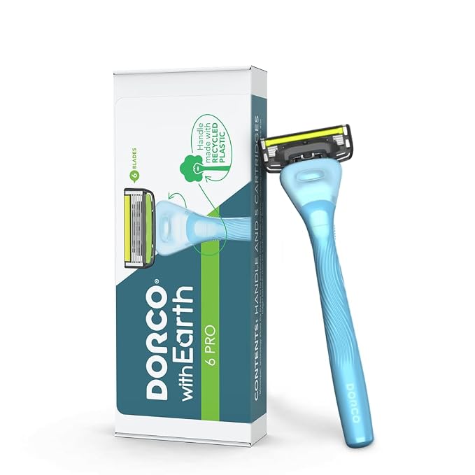 DORCO with Earth Razor with Pace 6 Pro Cartridges • Handle Made from Post by Dorco