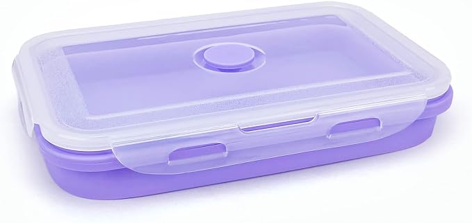 Purple Collapsible Sandwich Container, Silicone Lunch Container Bento Box - Image 4