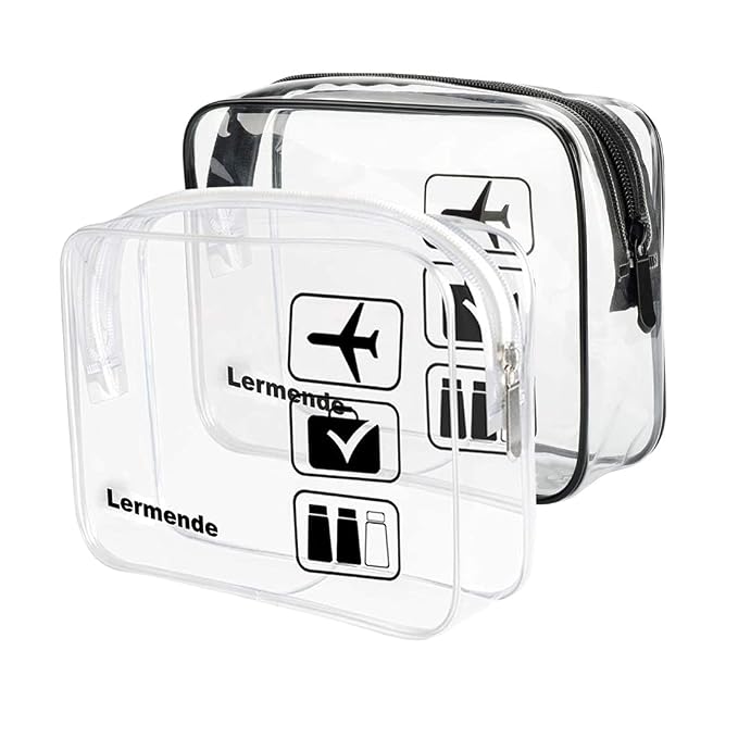Lermende 2pcs Clear Toiletry Bag TSA Approved Travel Bag, Carry On by Lermende