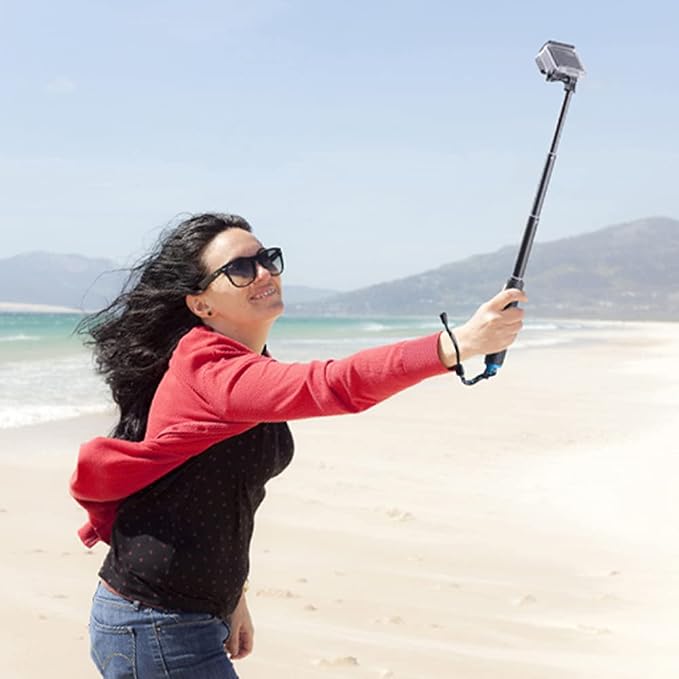 19” Short Extension Selfie Stick Compact Handle Grip Adjustable Waterproof - Image 8